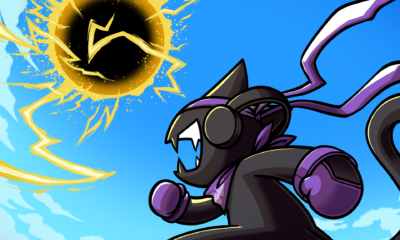 NCS and Monstercat 15th anniversary campaign artwork featuring the Monstercat character facing the NCS logo in a bright blue and yellow illustrated scene.