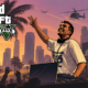 GTA V-style artwork depicting a DJ raising a hand to a sunset skyline, referencing Fred again..'s GTA VI announcement