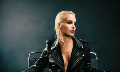 Leena Punks wearing a black studded leather jacket for the release of her remix of Bodyrox ft. Luciana’s ‘Yeah Yeah’
