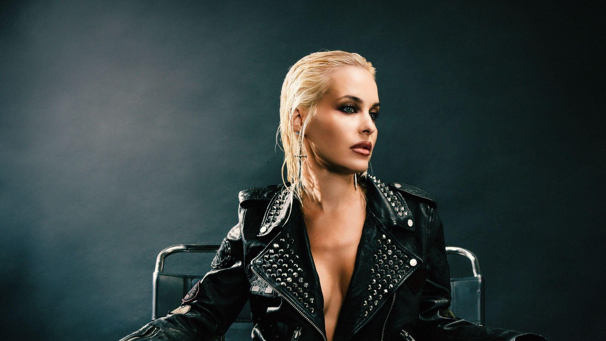 Leena Punks wearing a black studded leather jacket for the release of her remix of Bodyrox ft. Luciana’s ‘Yeah Yeah’