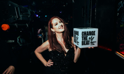 Change the Beat remix competition promotional image for Sara Landry and Alex Farell’s ‘Angel Dust’ with HEKATE Records, supporting women and gender expansive artists.