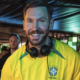 Calvin Harris wearing a Brazil football shirt at Bloco Skol in São Paulo