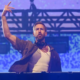Calvin Harris performing behind the DJ booth on Palco Mundo at Rock in Rio 2026