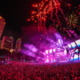 Ultra Music Festival Main Stage at Bayfront Park in Miami with fireworks above a large nighttime crowd
