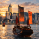 Asia Music Event branding on traditional boats in Hong Kong Harbour ahead of the November 2026 event