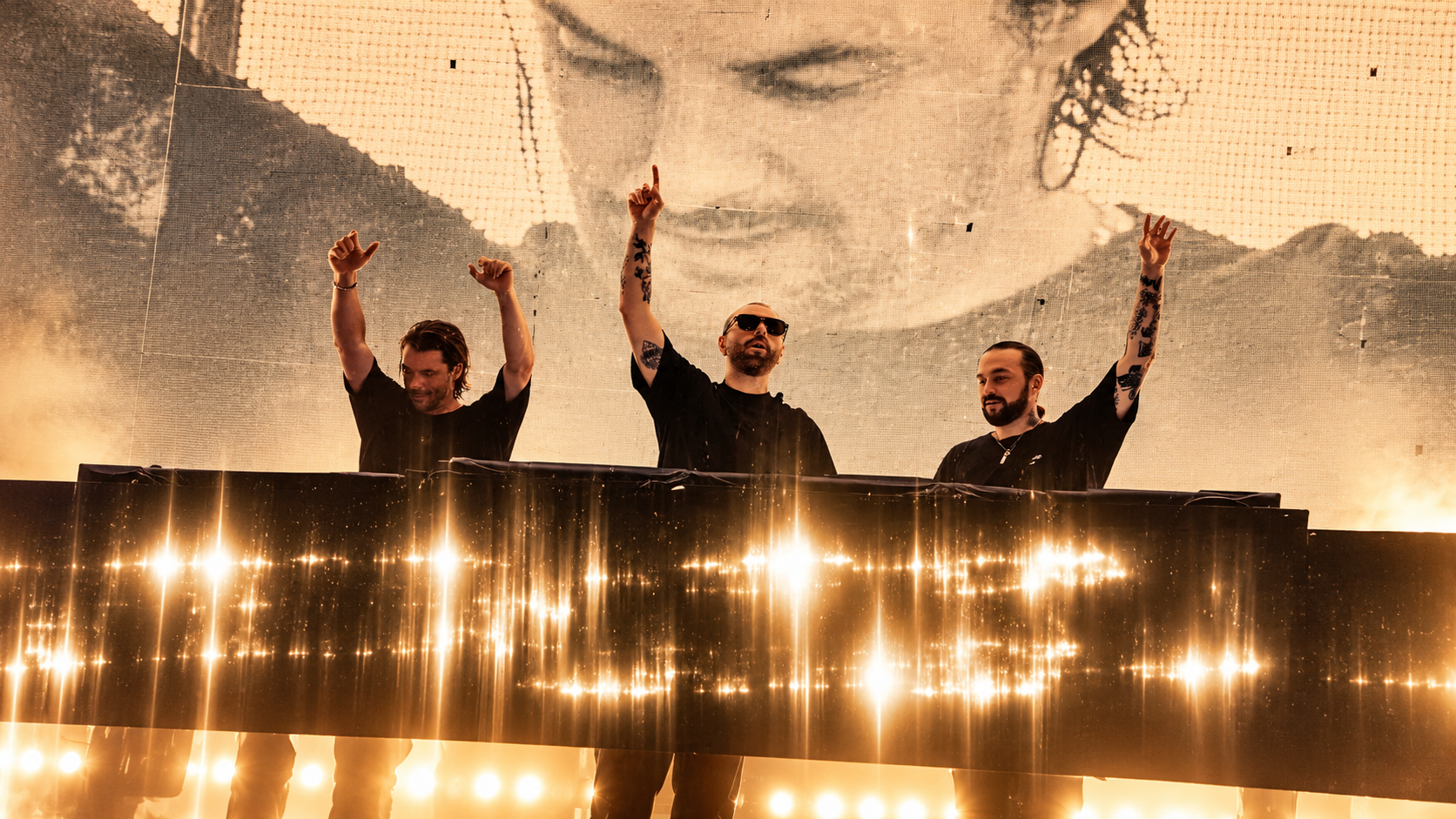 Swedish House Mafia performing together on stage as Happiness Is So Sad reaches No. 1 on Billboard Dance Airplay
